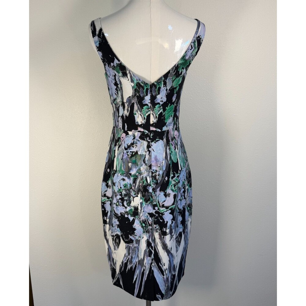 Milly Sheath Dress Women Abstract Floral Cocktail Black Green Size 8 - Picture 2 of 9